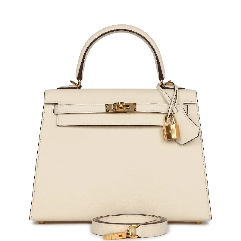 Hermes bags with customizable designs -Pre-owned Hermes Kelly Sellier 25 Nata Epsom Gold Hardware