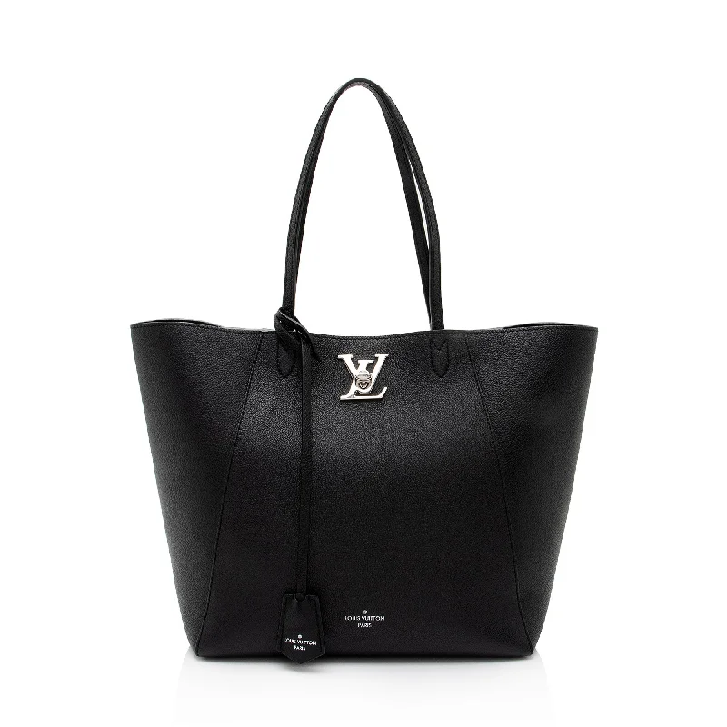 Louis Vuitton handbags with luxurious craftsmanship -Louis Vuitton Calfskin Lockme Cabas Tote (SHF-hQ75XO)