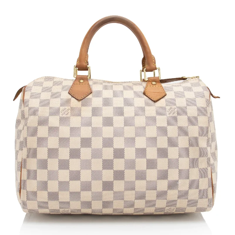 Louis Vuitton bags with unique textures and patterns -Louis Vuitton Damier Azur Speedy 30 Satchel (SHF-bV6e4O)