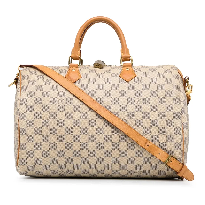 Louis Vuitton bags with rich leather textures -Louis Vuitton Damier Azur Speedy Bandouliere 35 (SHG-Zy55wa)