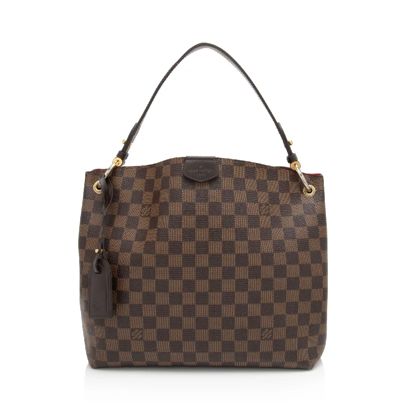 ouis Vuitton women's handbags for sale -Louis Vuitton Damier Ebene Graceful PM Hobo (SHF-6Lw0vx)