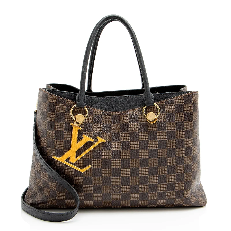 Louis Vuitton leather handbags with strong structure -Louis Vuitton Damier Ebene Riverside Tote (SHF-YGzoRW)