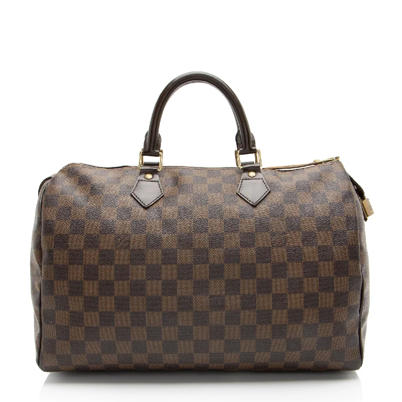 Louis Vuitton bags with zipper closure -Louis Vuitton Damier Ebene Speedy 35 Satchel (SHF-w0gcrV)