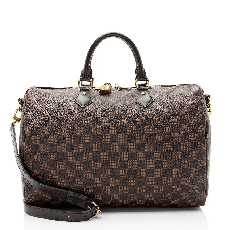 Louis Vuitton bags with quilted leather finishes -Louis Vuitton Damier Ebene Speedy Bandouliere 35 Satchel (SHF-bZa26R)