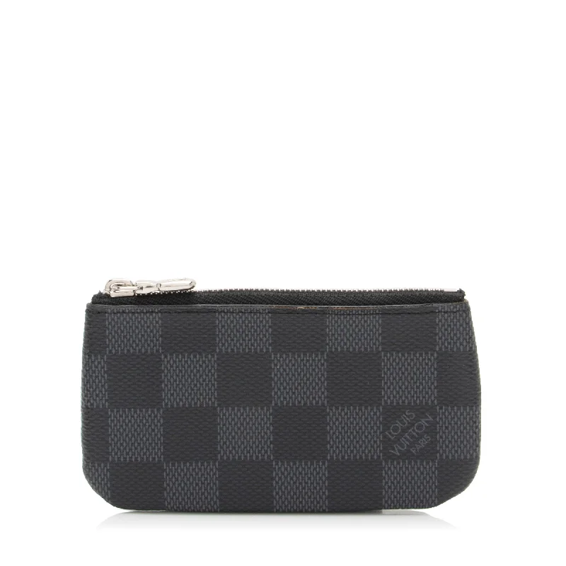 Louis Vuitton handbags for elegant daily use -Louis Vuitton Damier Graphite Key Pouch (SHF-l5BHW6)