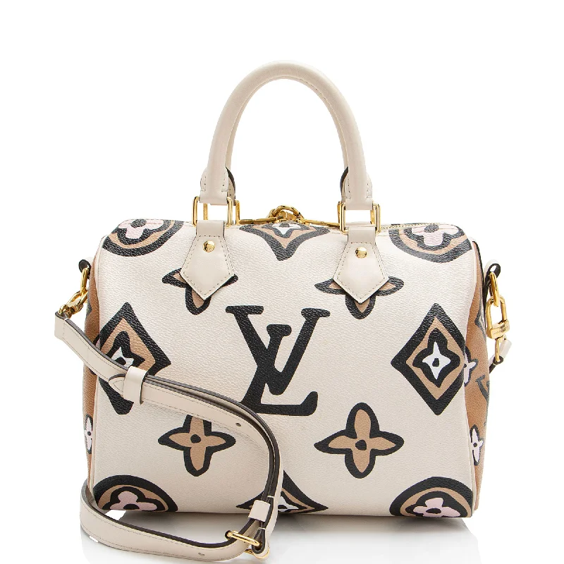 Louis Vuitton luxury bags for elegant women -Louis Vuitton Limited Edition Giant Monogram Canvas Wild at Heart Speedy Bandlouliere 25 Satchel (SHF-Gqtbmp)