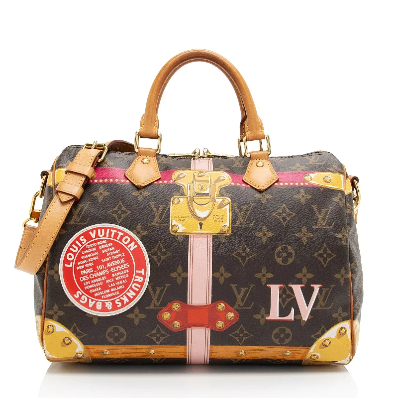 Louis Vuitton luxury handbags with bold designs -Louis Vuitton Limited Edition Monogram Canvas Summer Trunk Speedy Bandouliere 30 Satchel (SHF-IP1m00)