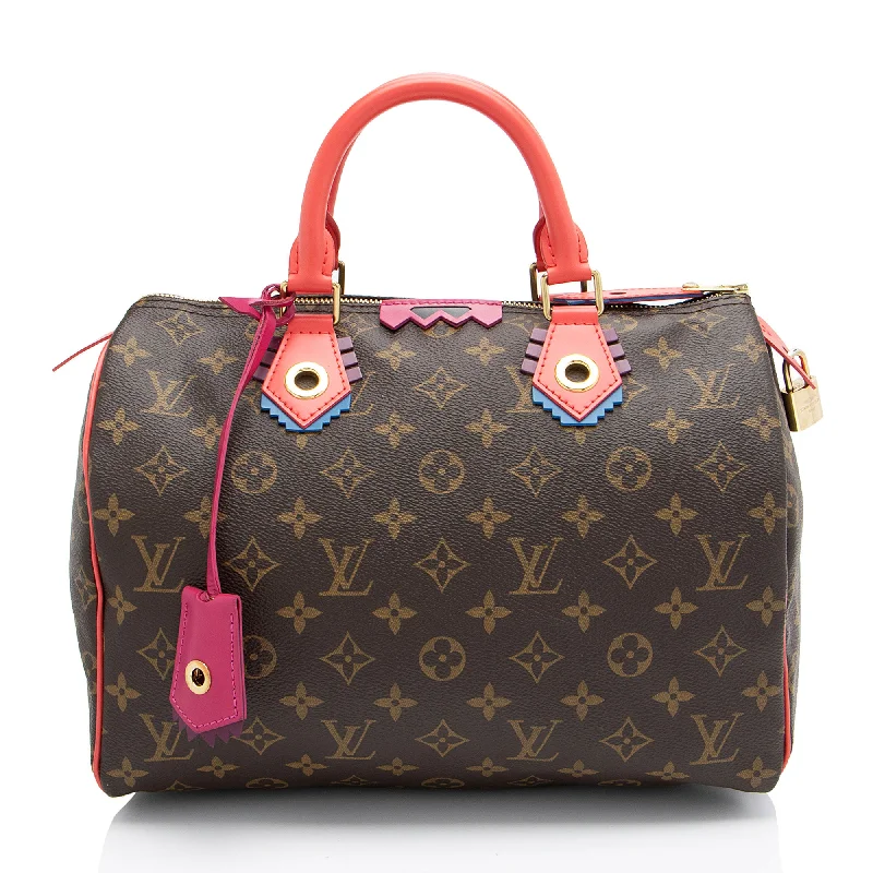 Louis Vuitton bags for the fashion elite -Louis Vuitton Limited Edition Monogram Canvas Totem Speedy 30 Satchel (SHF-emv1sU)