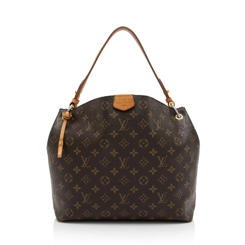 Louis Vuitton bags with leather accents -Louis Vuitton Monogram Canvas Graceful PM Hobo (SHF-8CF3hY)