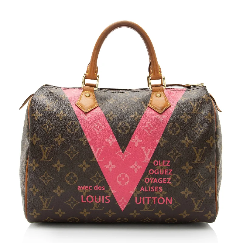 Louis Vuitton bags with bold leather design -Louis Vuitton Monogram Canvas V Speedy 30 Satchel - FINAL SALE (SHF-ETgDwY)