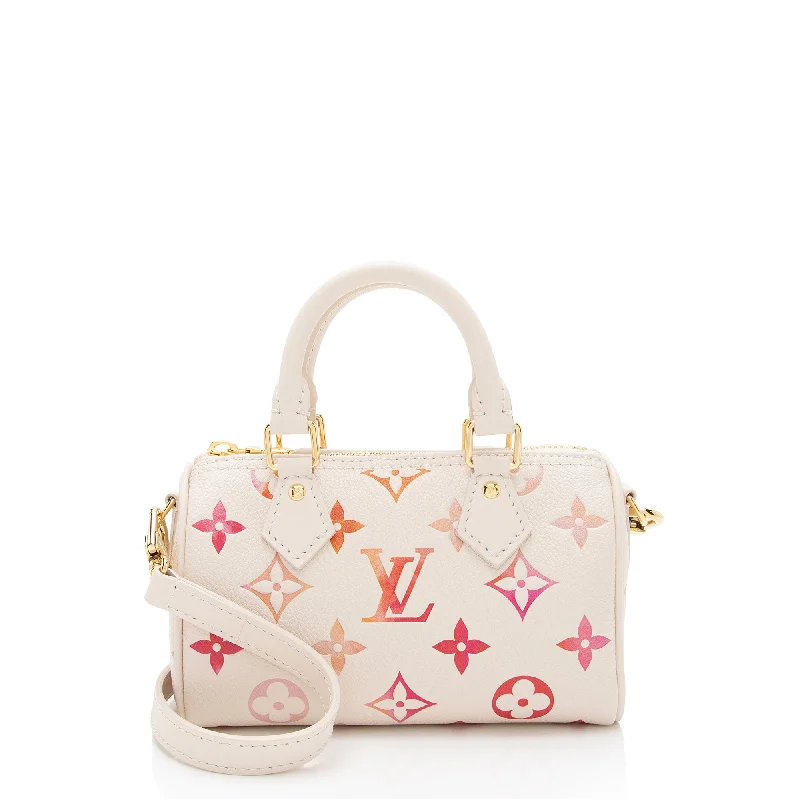 Louis Vuitton leather handbags with double straps -Louis Vuitton Monogram Empreinte Sunrise Nano Speedy Satchel (SHF-W1zzmx)