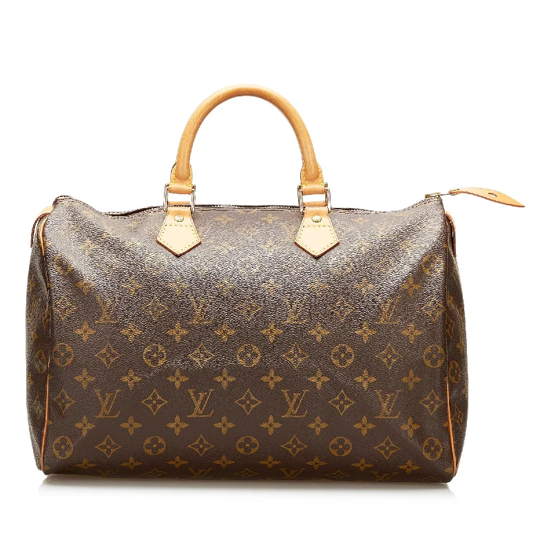 Louis Vuitton leather handbags with custom engravings -Louis Vuitton Monogram Speedy 35 (SHG-35645)