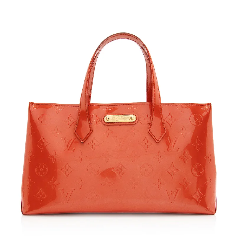 Louis Vuitton bags with sleek hardware -Louis Vuitton Monogram Vernis Wilshire PM Satchel (SHF-21150)