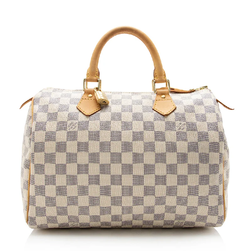 Louis Vuitton bags with chic details -Louis Vuitton Damier Azur Speedy 30 Satchel (SHF-15538)