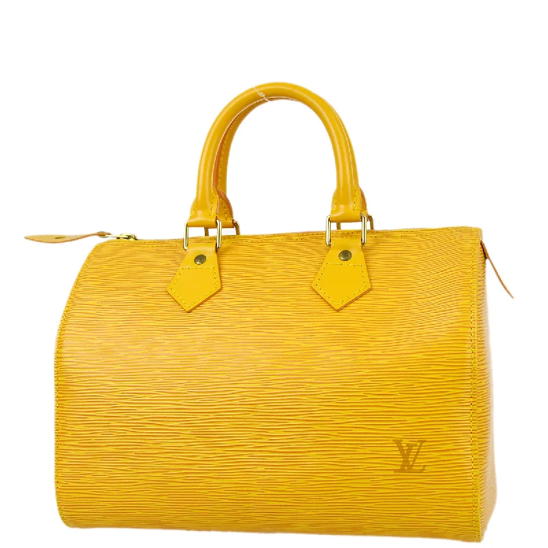 Louis Vuitton monogrammed handbags -Louis Vuitton 1996 Yellow Epi Speedy 25 Handbag M43019