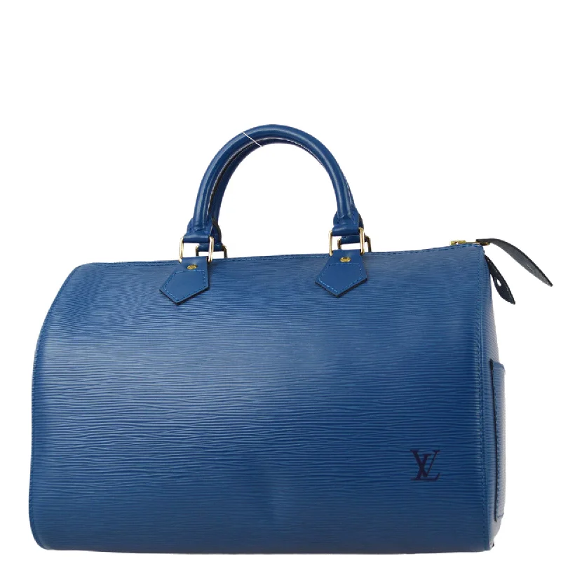 Louis Vuitton handbags with classic features for women -Louis Vuitton 1995 Blue Epi Speedy 30 Handbag M43005