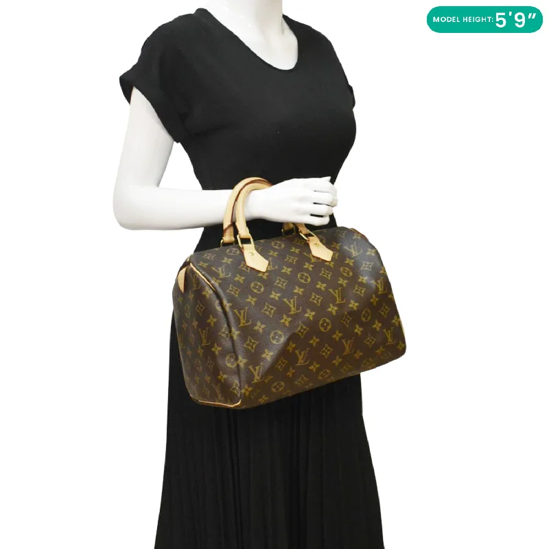 Louis Vuitton designer bags for chic travelers -LOUIS VUITTON  Speedy 30 Monogram Canvas Satchel Bag Brown