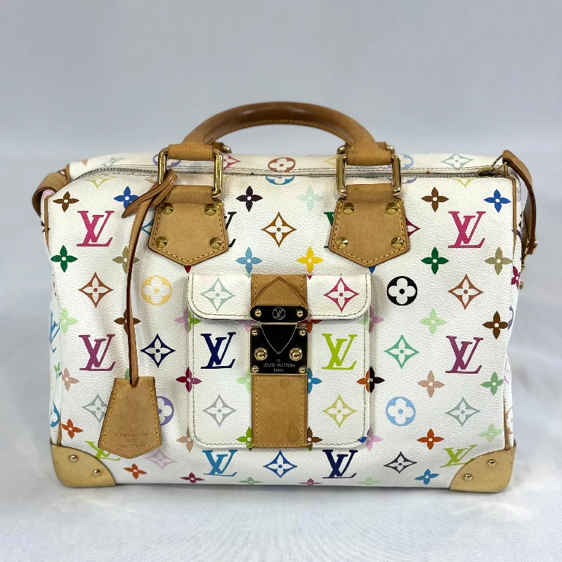 Louis Vuitton leather handbags with strong structure -Louis Vuitton - Sac mini Speedy Murakami édition limitée