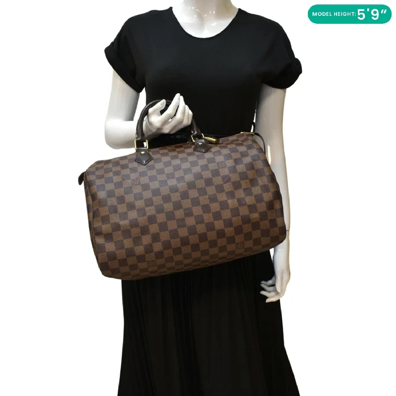 Louis Vuitton handbags for sophisticated women -LOUIS VUITTON  Speedy 30 Damier Ebene Satchel Bag Brown