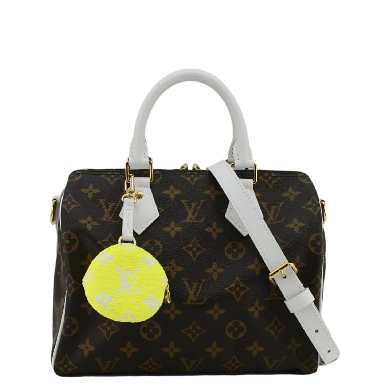 Louis Vuitton bags with stylish chain straps -LOUIS VUITTON  Speedy 25 Bandouliere LV Match Monogram Canvas Satchel Bag White